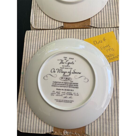 Lena Liu "On Wings of Snow" 6 Collector Plates -  Series Multicolor Bird Theme - Picture 6 of 8
